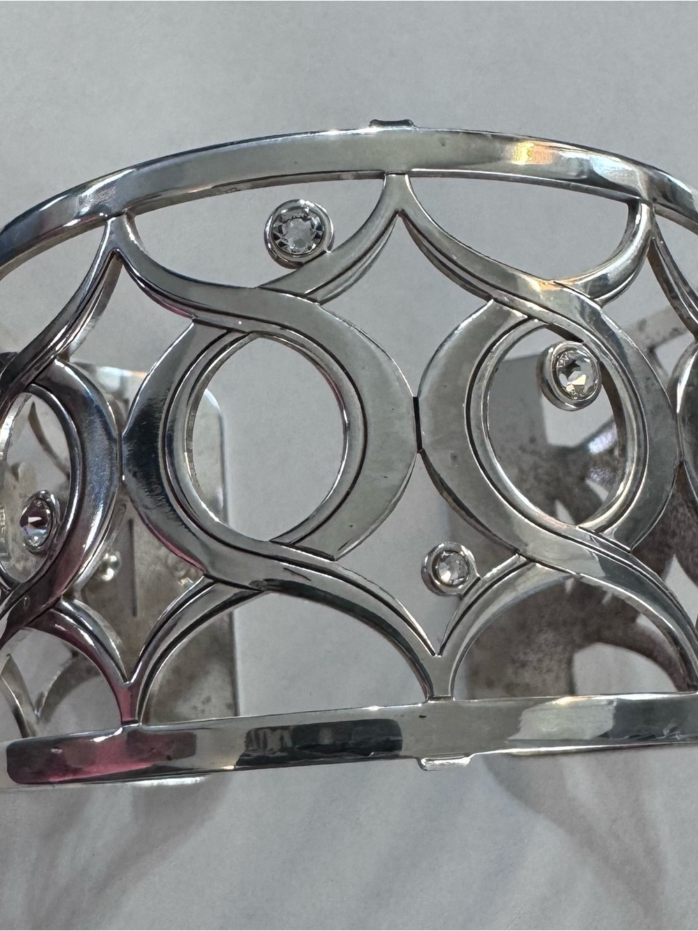 BRIGHTON Silver Decorative Cutout Cuff Bracelet - Women Accessories